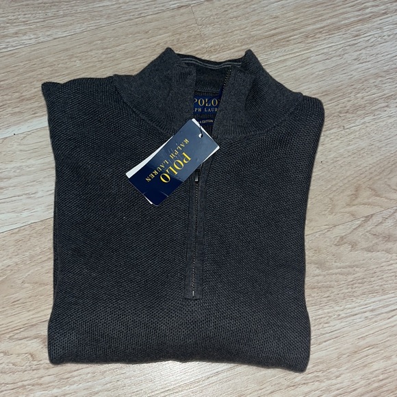 POLO RALPH LAUREN Men's Mesh-Knit Cotton Quarter-Zip Sweater - Picture 1 of 4